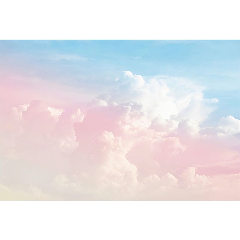 Extra Large Mural Pink Cloud and Blue Sky Non-Woven Fabric Wall Covering for Home Decor, Custom-Made
