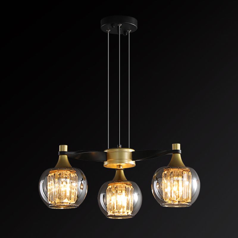 Chandelier postmoderne Chandelier Prismatic Crystal Dining Salle suspendue en noir-or