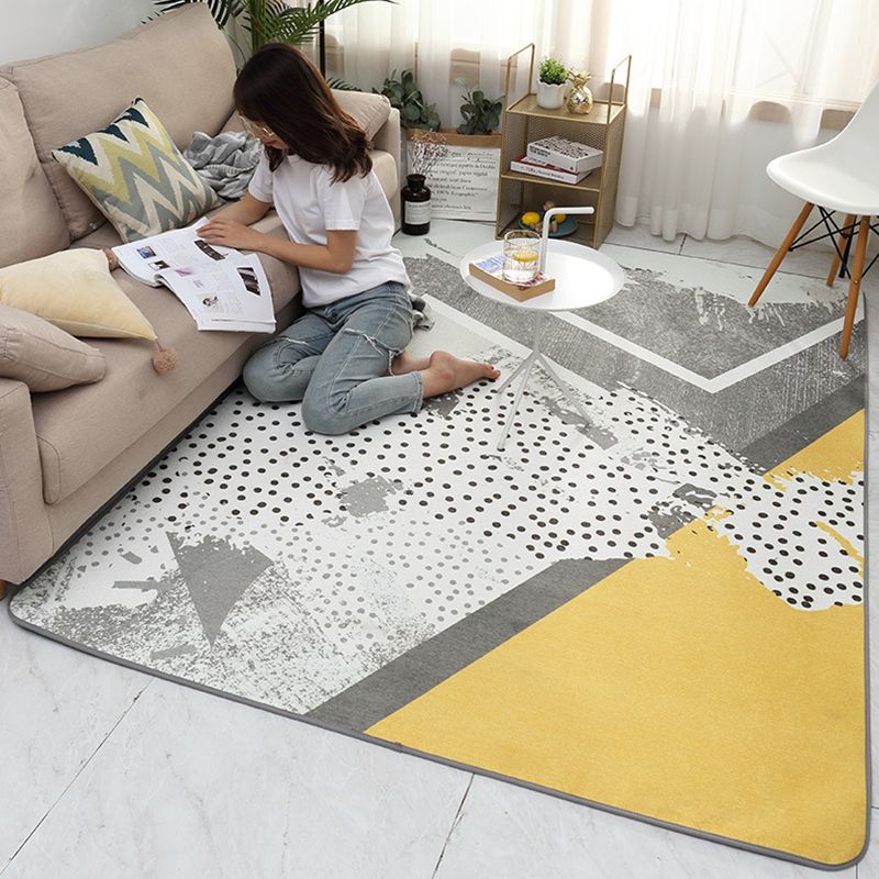 Glam Geometric Print Rug Multicolor Contemporary Rug Polypropylene Machine Wash Anti-Slip Pet Friendly Rug for Home