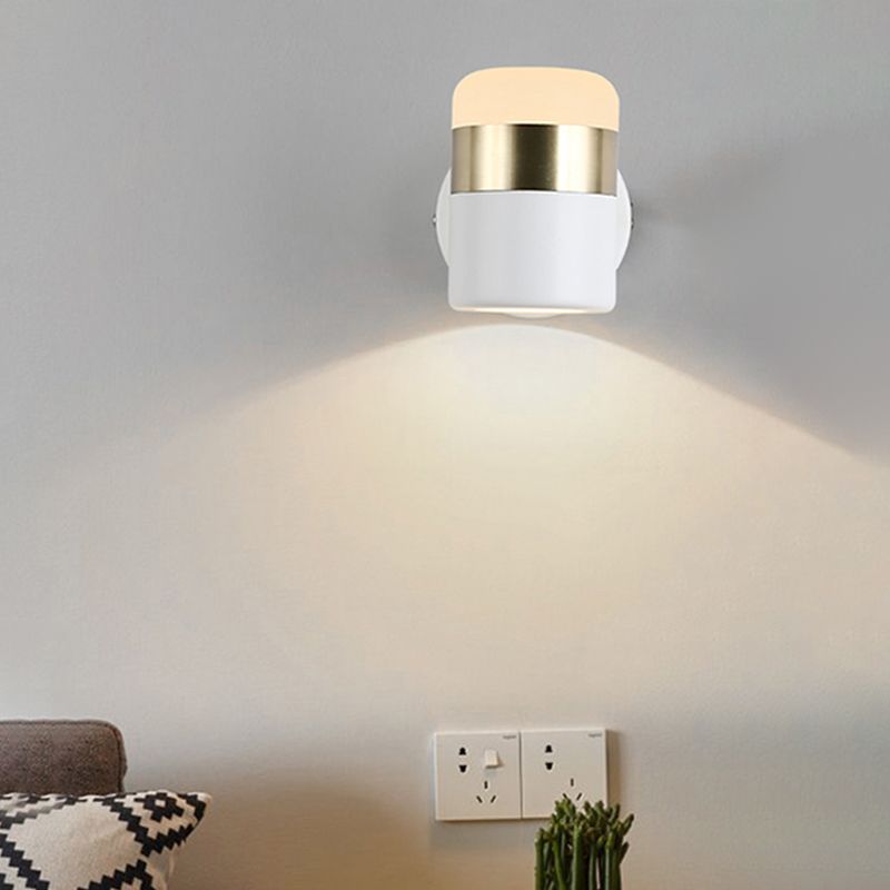 Half Cylinder Shade Metal Wall Sconce Modern Style 1 Light Reading Wall Mount Lighting