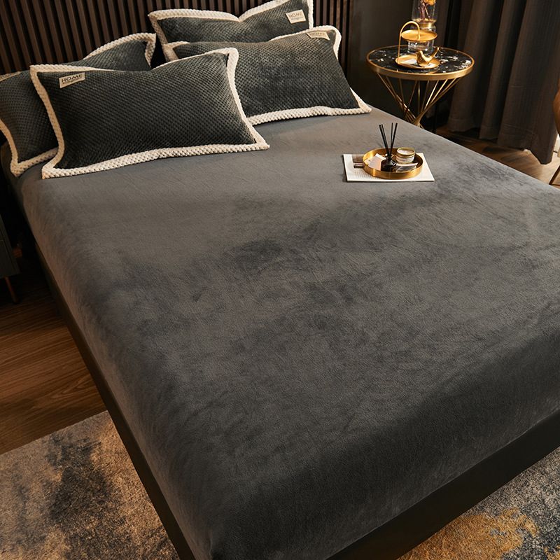 Soild Elegand Bed Sheet Set Flannel Fitted Sheet for Bedroom