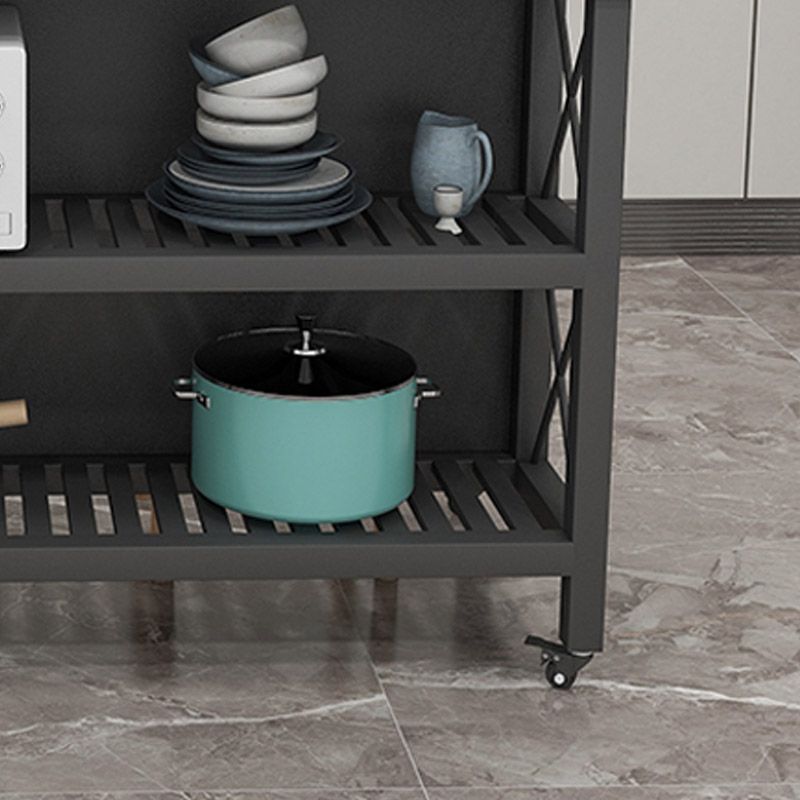 Rolling Modern Kitchen Island Table Dining Room Open Storage Prep Table