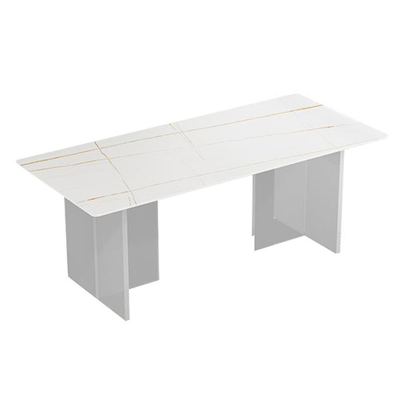Mesa de comedor de estilo moderno Mesa de doble pedestal de piedra sinterizada para la cocina