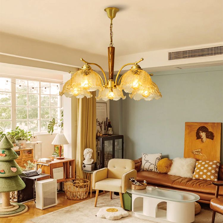 Modern Dome Chandelier Lighting Fixtures Glass Pendant Chandelier in Gold