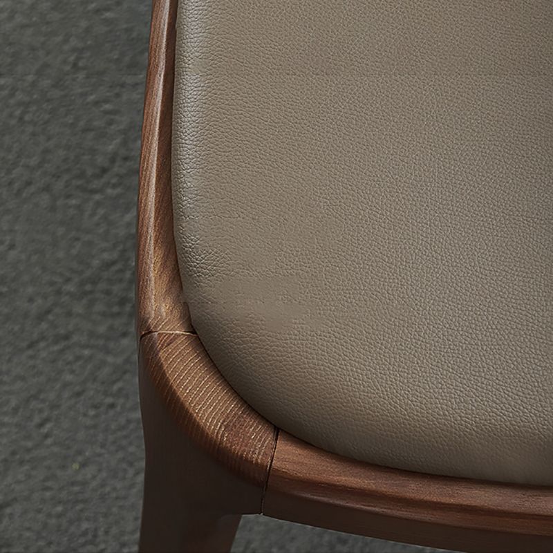 Industrial Solid Wood Dining Chair Faux Leather Side Chair with Upholstered