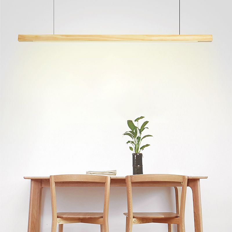 Zeitgenössische Insel Leichtes lineares Holz 1 helle Inselpendelleuchte für Küche