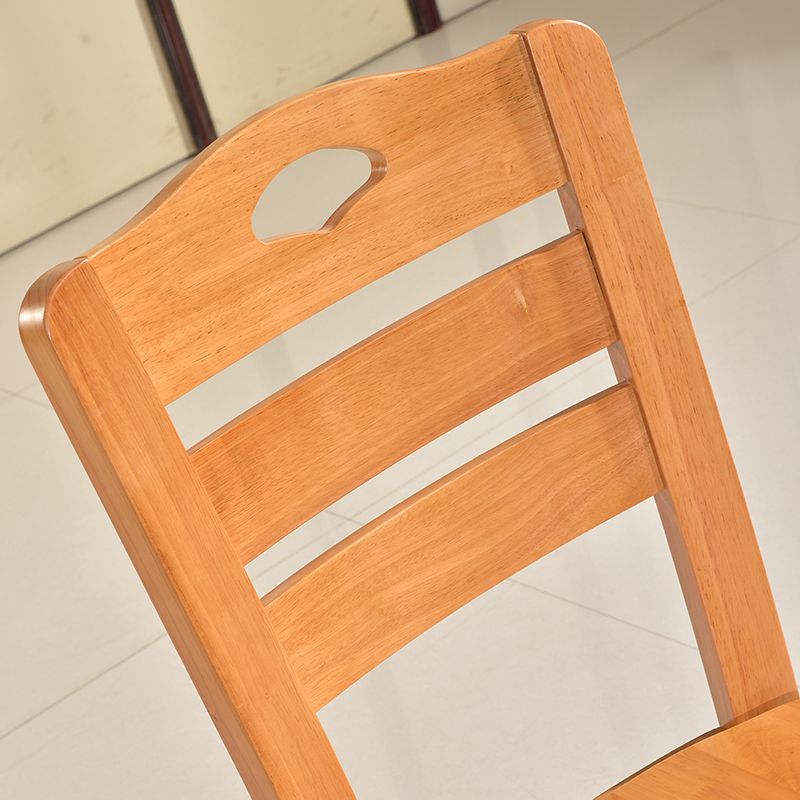 Silla de comedor moderna de madera para interiores y exteriores, silla lateral con respaldo de escalera sin brazos (juego de 2)