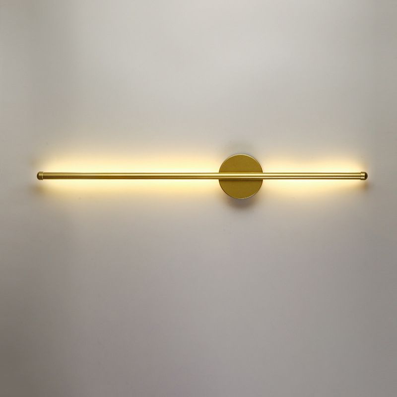 Linear Shape Metal Wall Light Modern Style 1 Light Wall Lighting Fixtures in Gold