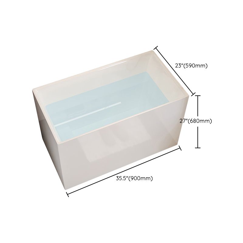 Modern Acrylic Rectangular Soaking Bathtub 26.77" Tall White Bathtub