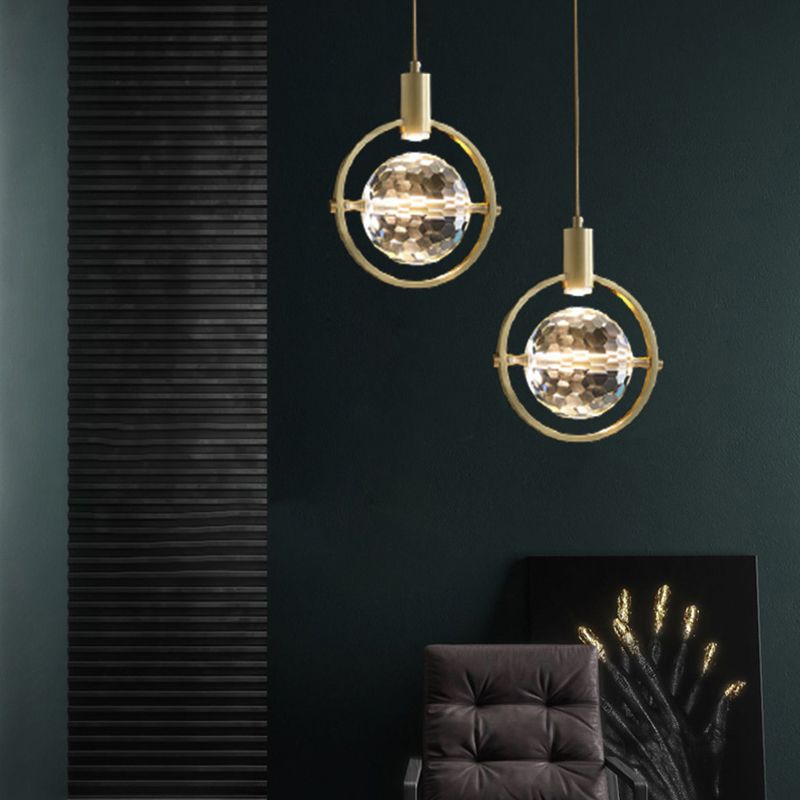 Modern Luxury Style Down Lighting Pendant 1 Light Suspension Pendant with Crystal Shade