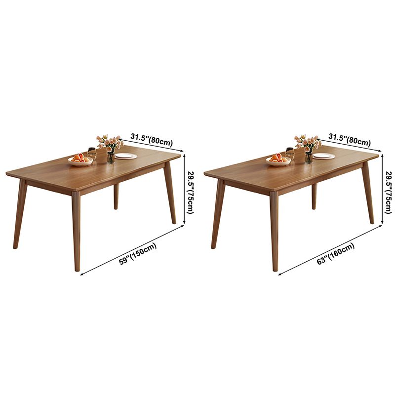 Modern Solid Wood Brown Dining Table Rectangle Shape Standard Dining Table for Kitchen
