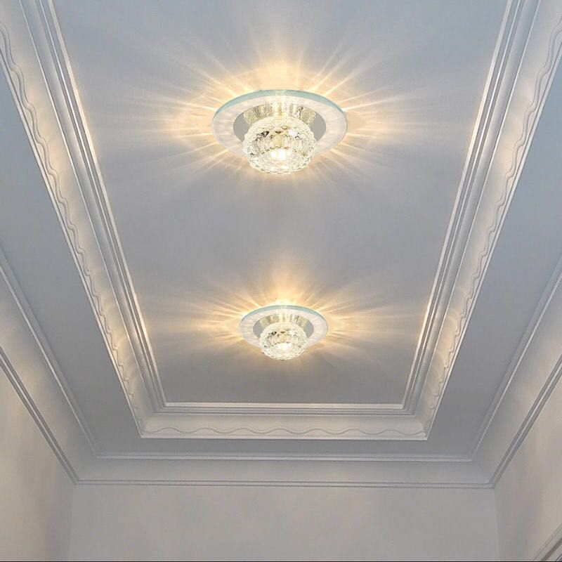 Bud Flush Plafonnier Contemporain en Cristal pour Couloir LED Luminaire Encastré en Transparent