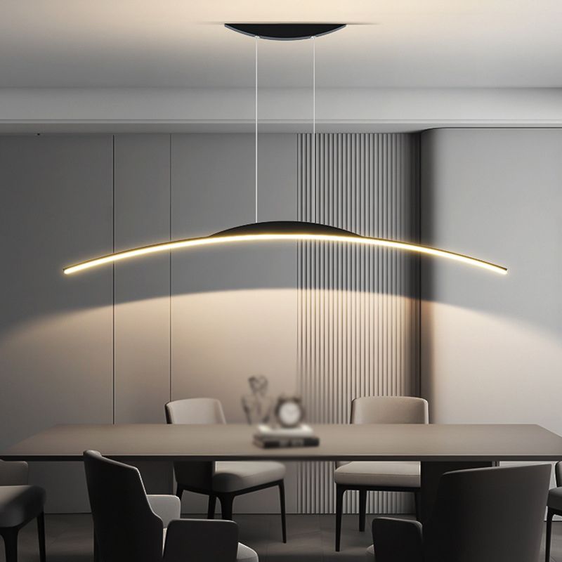 Linear Shape Metal Island Chandelier Modern Style 1-Light Island Ceiling Light