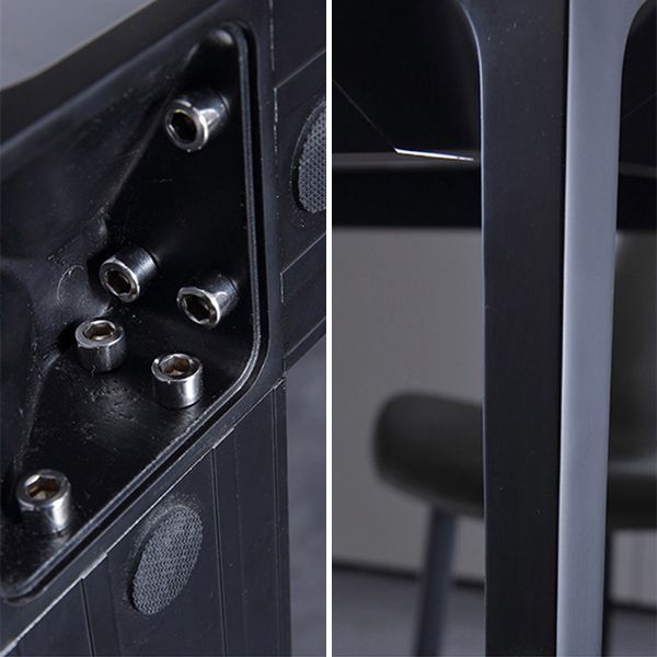 Mesa rectangular contemporánea de metal Mesa de comedor de piedra sinterizada con patas de metal