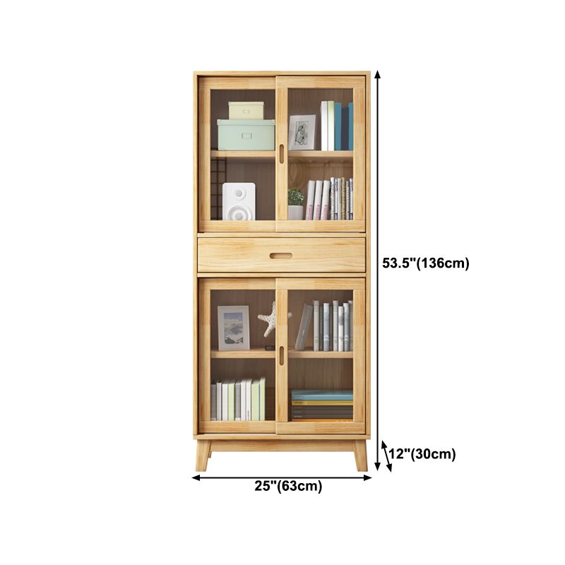 Natural Scandinavian Standard Bookcase Pine Wood Bookcase with Door