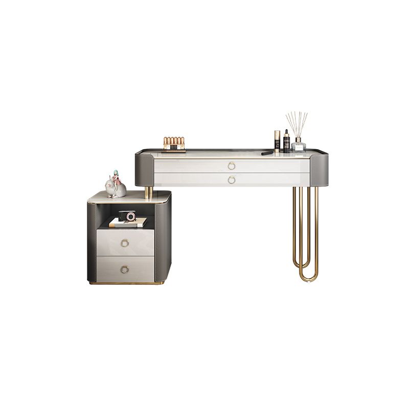 4 Storage Drawers Dressing Table, 30" Tall Vanity Set in Grey