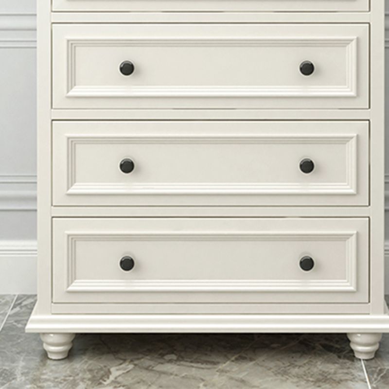 Modern White Vertical Wood Storage Chest with Drawers for Home