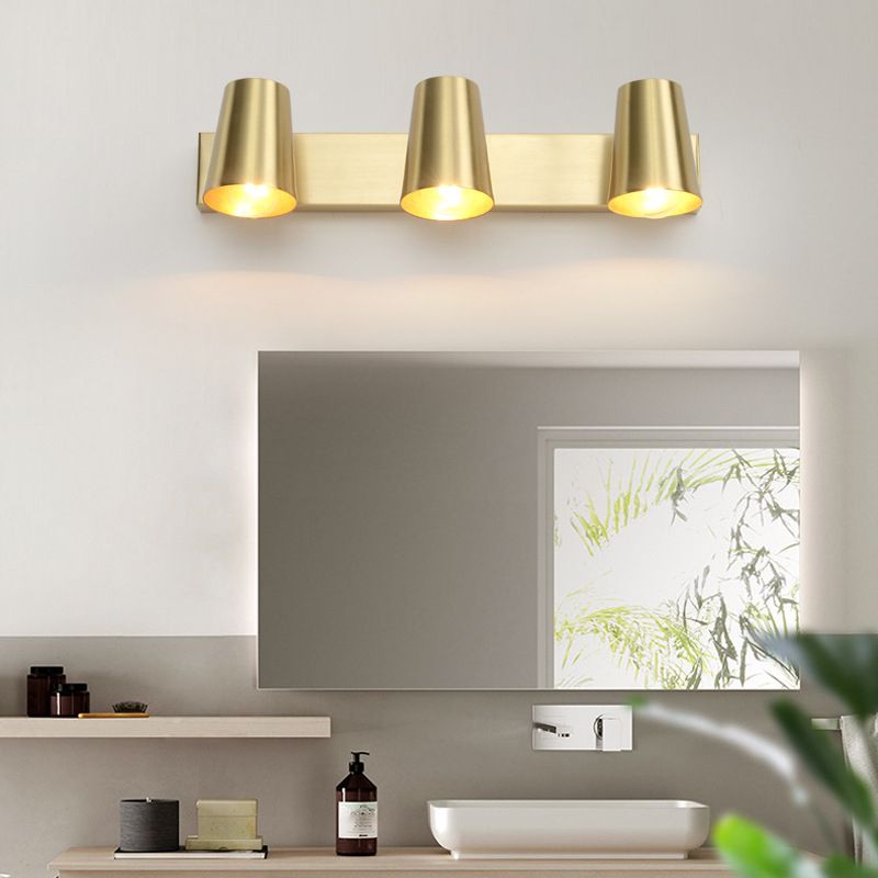 Modern Mirror Front Light Gold Vanity Light with Metal Shade for Bathroom