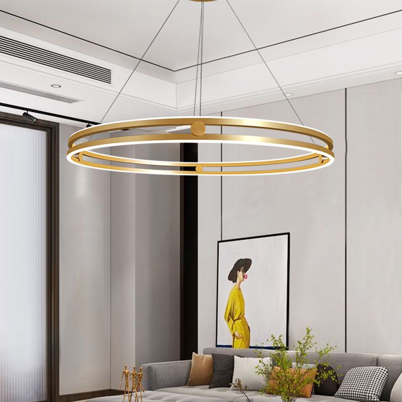 Contemporary Simple LED Hanging Pendant Light Silicone Linear Chandelier for Living Room