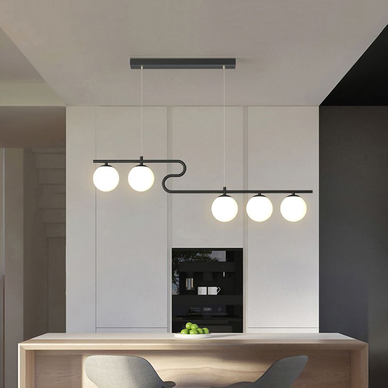 Modern Simple Hanging Lamp Glass Ball Shape Shade Island Light Fixture for Dining Table