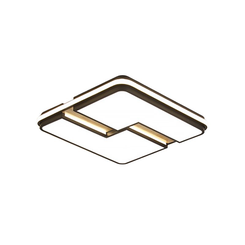 Quadrato / Rettangolare Acrilico Flushmount Minimalism Black - White LED Massimale Light con Split Design, White/3 Color Light