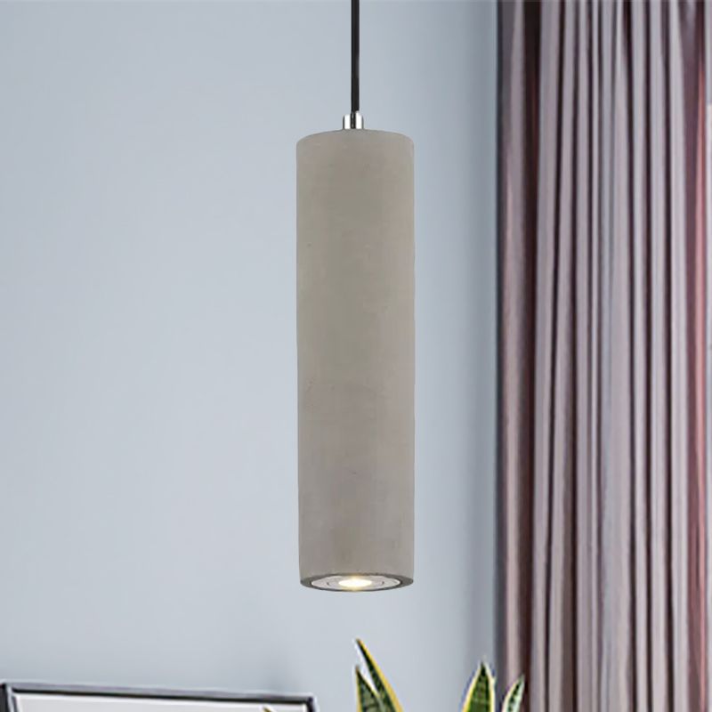 10"/19.5" Tube Pendant Lighting in Nordic Style Cement 1 Light Grey Hanging Ceiling Light in Warm/White Light