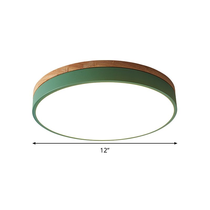 Circular Flush Mount Modern Metal 12"/16"/19.5" Wide LED Green Close to Ceiling Lighting with Acrylic Diffuser
