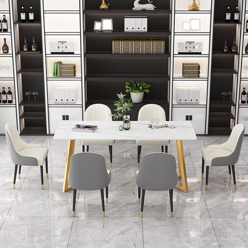 Modern Rectangle Dining Table Set 1/4/7 Pieces Dinette Set with Sintered Stone Top