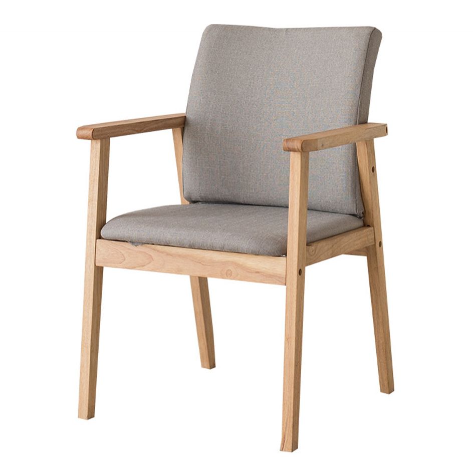 Chaise contemporaine en bois d'hévéa à dossier solide, chaise de salle à manger en bois au fini mat avec pieds naturels