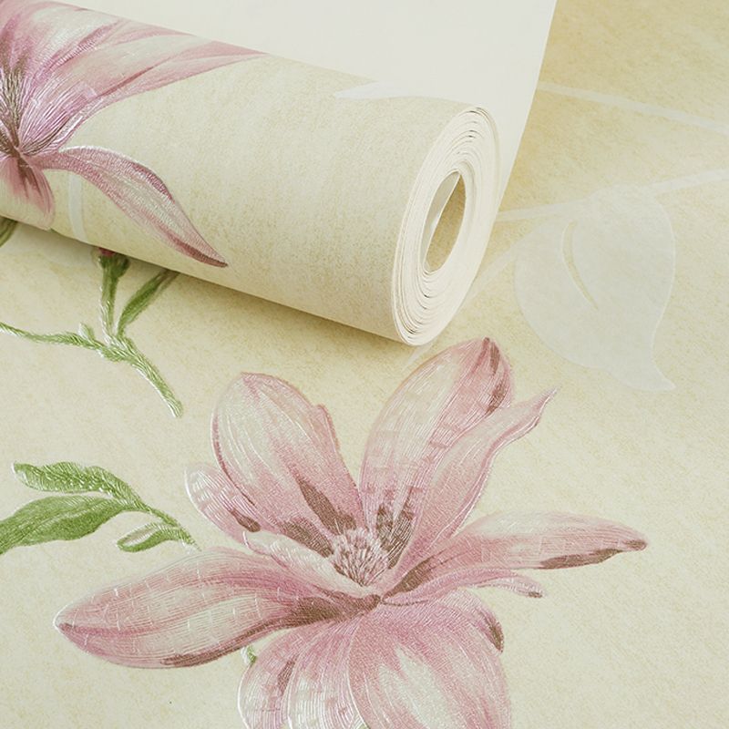 Rust Lily Blossom Wallpaper for Accent Wall 31' L x 20.5" W Wall Decor in Light Color