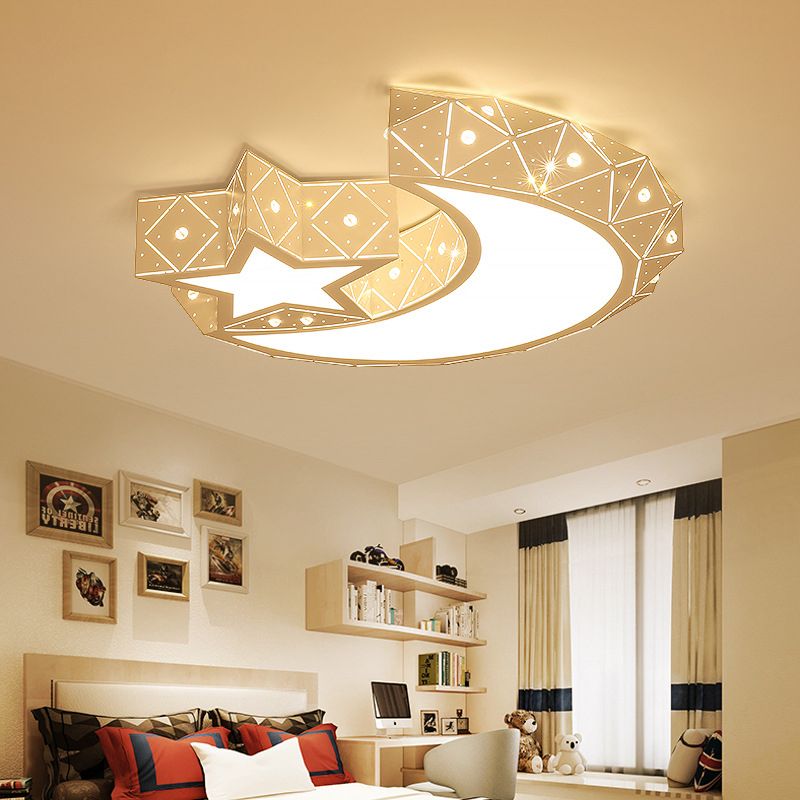 Moon And Star Flush Mount Ceiling Light 1 Light Acrylic Modern Flush Mount Ceiling Light for Bedroom