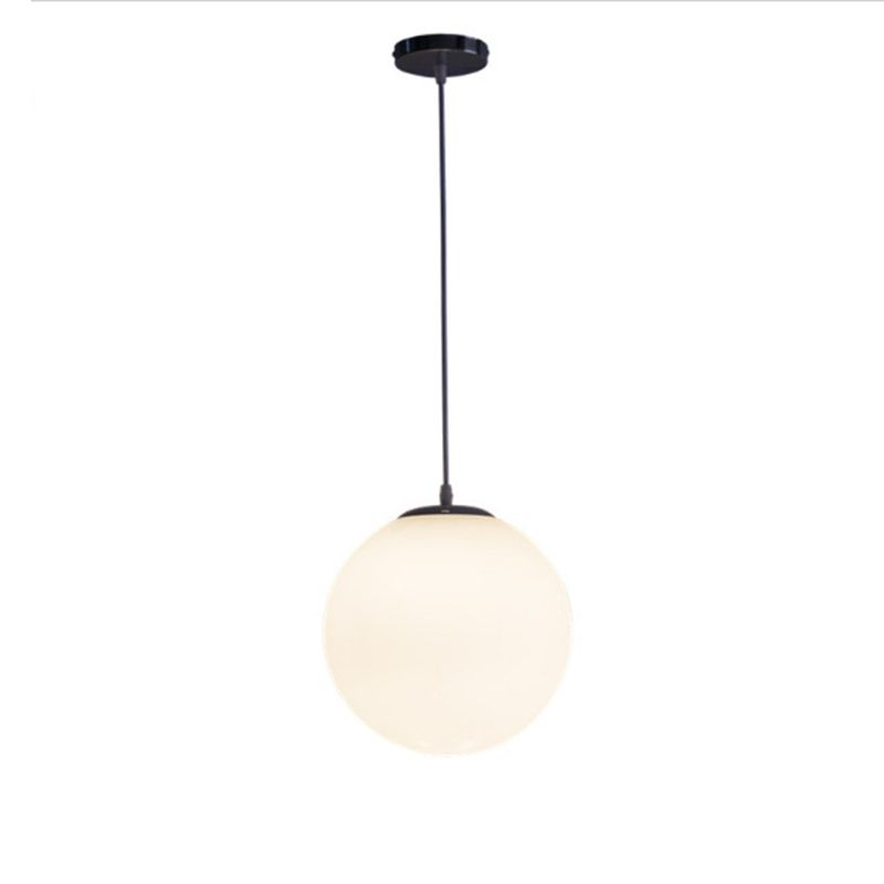 Glass Globe Pendant Light Fixture Contemporary Style Hanging Light Fixture in White