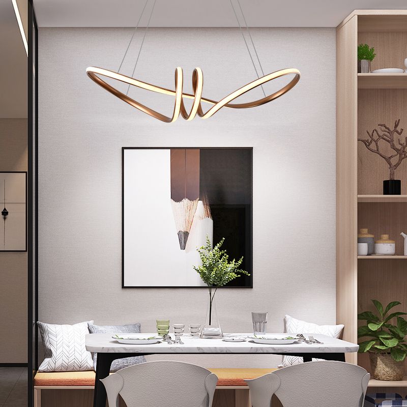 Twist Bar Esszimmer Kronleuchter Metall LED POST Moderne Schnur hängen hell in braun