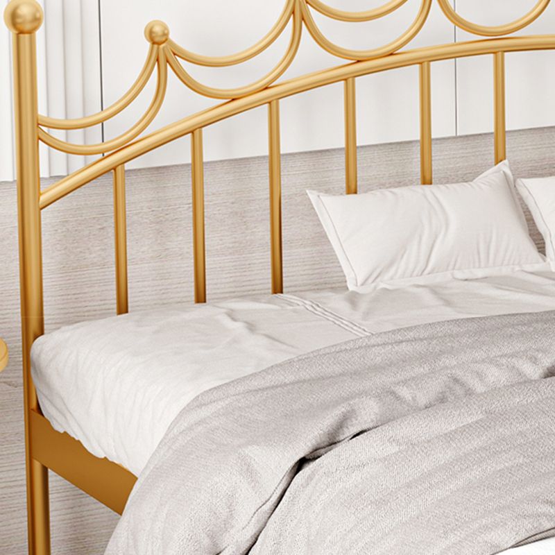Metallic Standard Bed Glam Open-Frame Bed with Arched Headboard