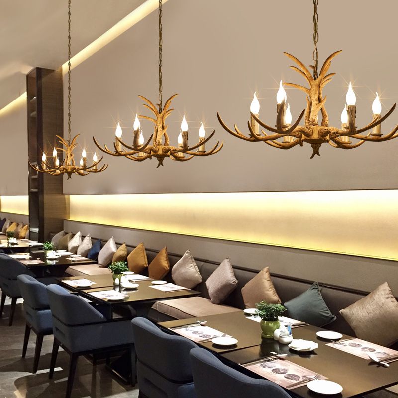 Bare Tree Branch Pendant Lamp Farmhouse Resin Chandelier Light Fixture for Restaurant