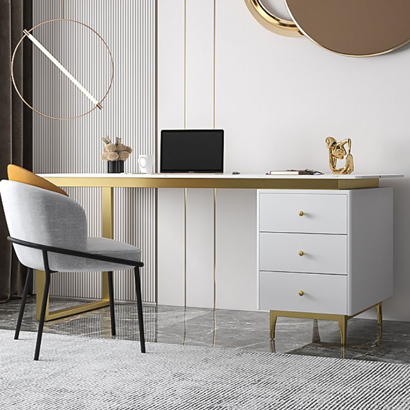 Contemporary Office Desk 23.62" Rectangular Executive Desk with 3-drawer