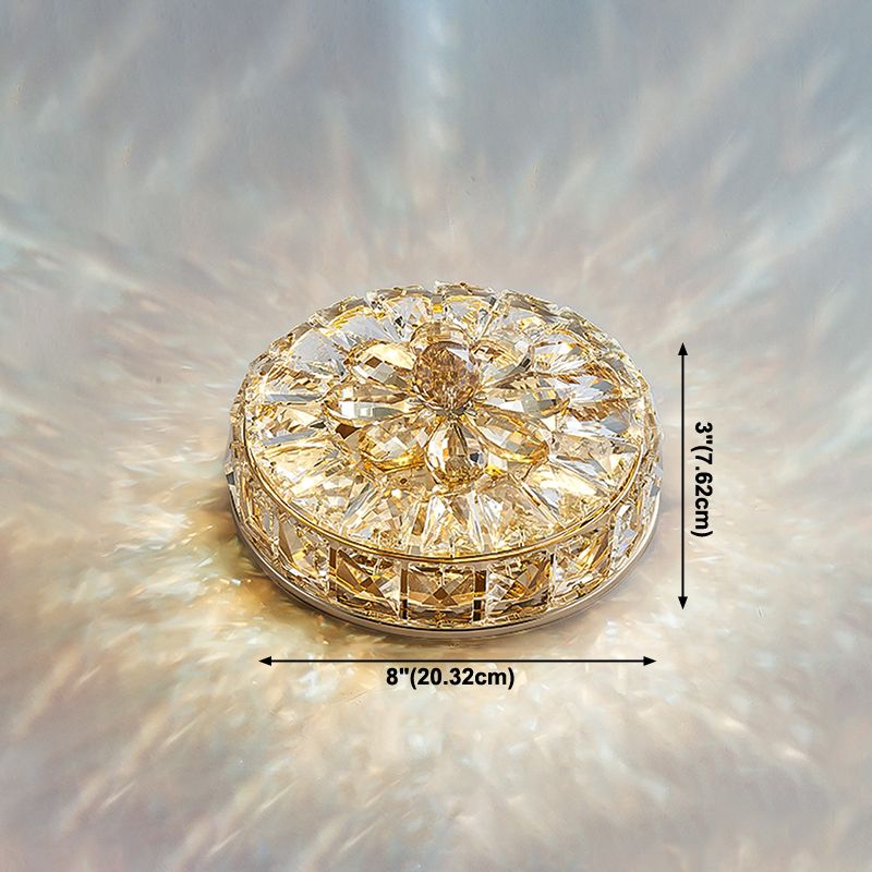 Modern Simple Style Ceiling Lamp Geometric Crystal Flush Mount with Hole 3-4.5'' Dia