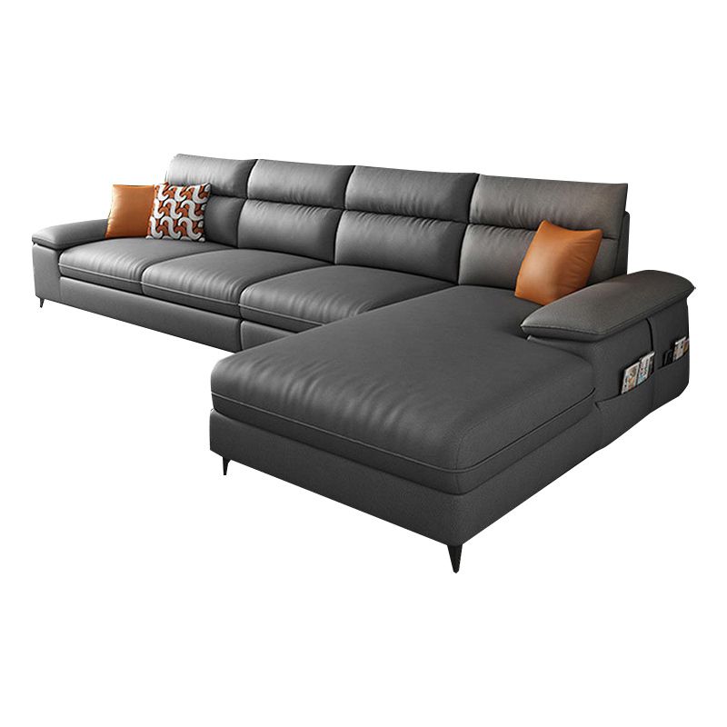 Faux Leather Sectionals with Pillow Top Arm and Cushion Back