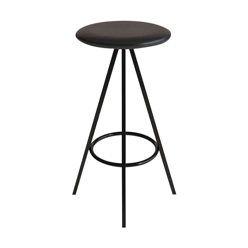 Industrial Style Barstools Leather Seats Metal 3 Legs Counter Stools for Dining Room
