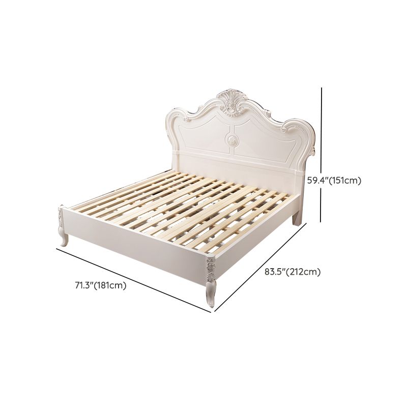 Victorian Solid Color Standard Bed Solid Wood Camelback Bed Frame