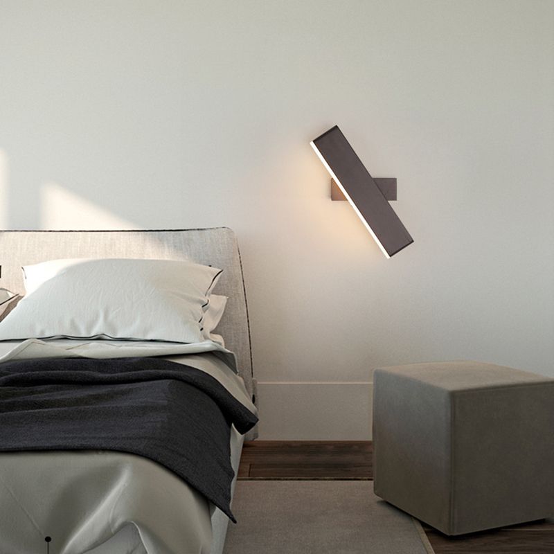 Lámpara de pared LED rectangular acrílica en simplicidad moderna Luz de pared rotativa de aluminio para dormitorio