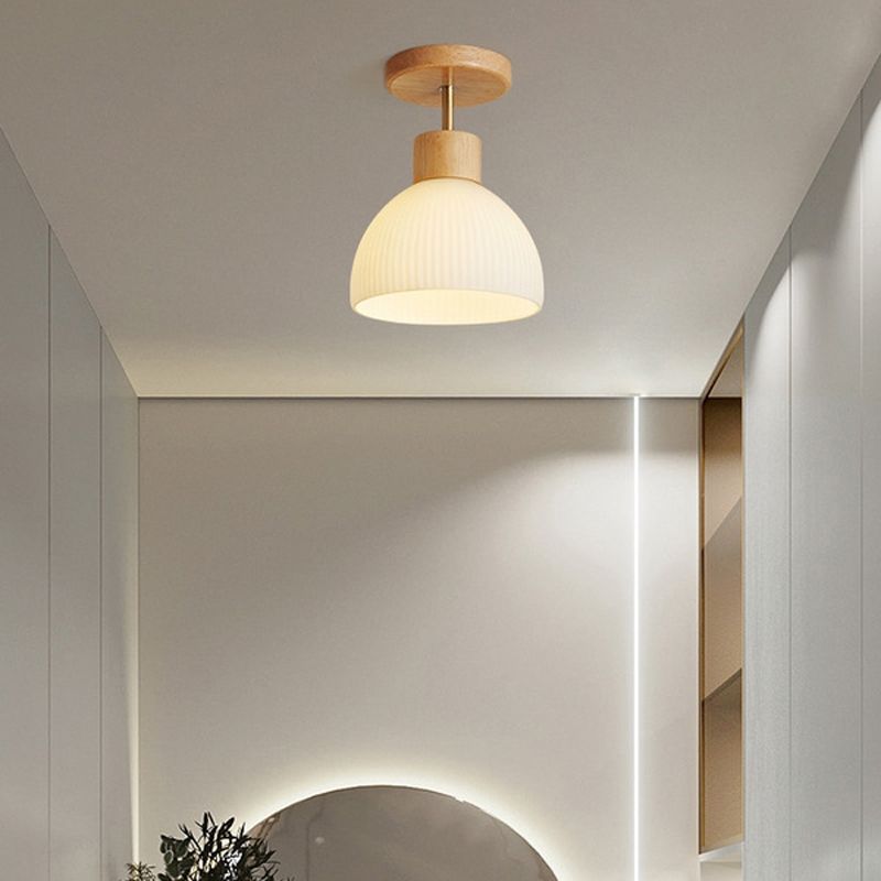 White Shaded Ceiling Light Modern Flush Mount Lighting for Foyer