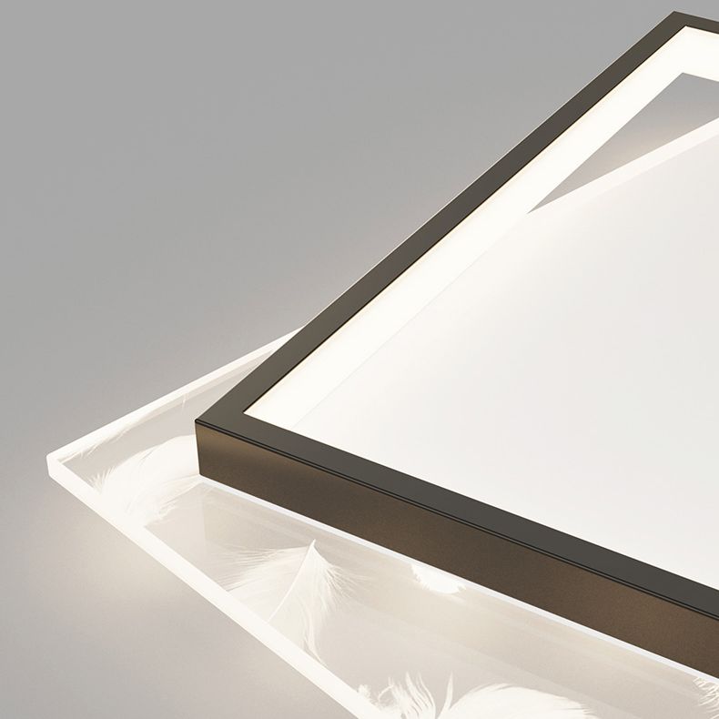 Modern Romantic Feather LED Ceiling Light Geometric Wrought Iron Ceiling Fixture for Bedroom