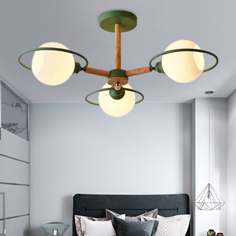 Simple Style Circle Hanging Pendant Fixture 3 Lights Iron Chandelier for Dining Room