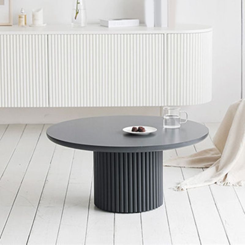 Glam Pedestal Coffee Table Wood Round Cocktail Table for Living Room