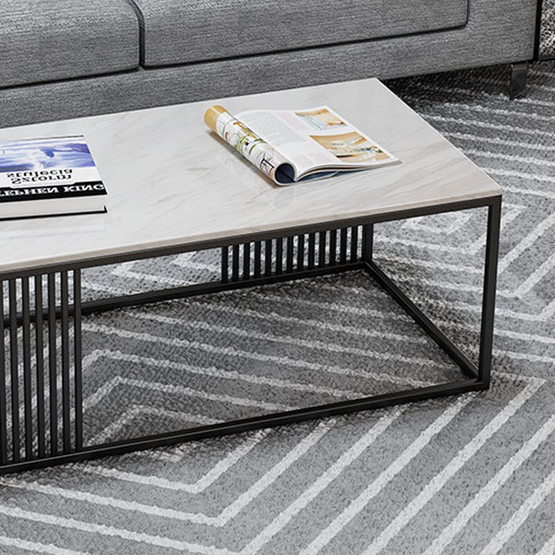 White Marble Top Coffee Table Metal Frame Coffee Cocktail Table
