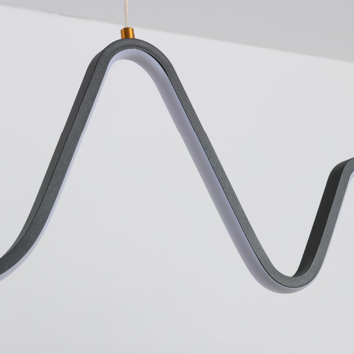 Contemporary Geometric Island Lights Aluminum Island Chandelier in Black