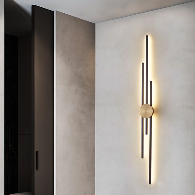 Linear Bathroom Vanity Lighting Brass Bath Sconce in Black & Gold