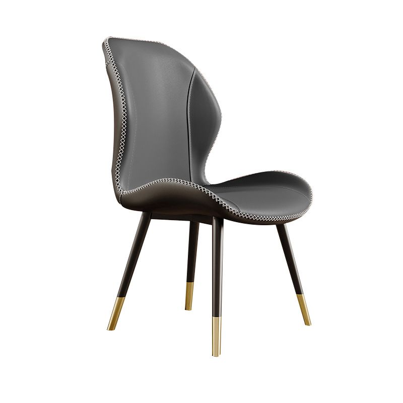 Glam Style Chair Leather Wingback Dining Chair for Kitchen Use