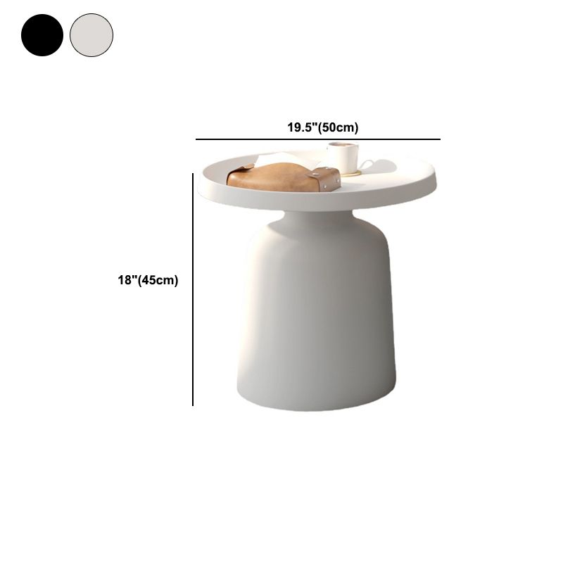 Black/White Metal Coffee Table Round Tray Top Cocktail Table